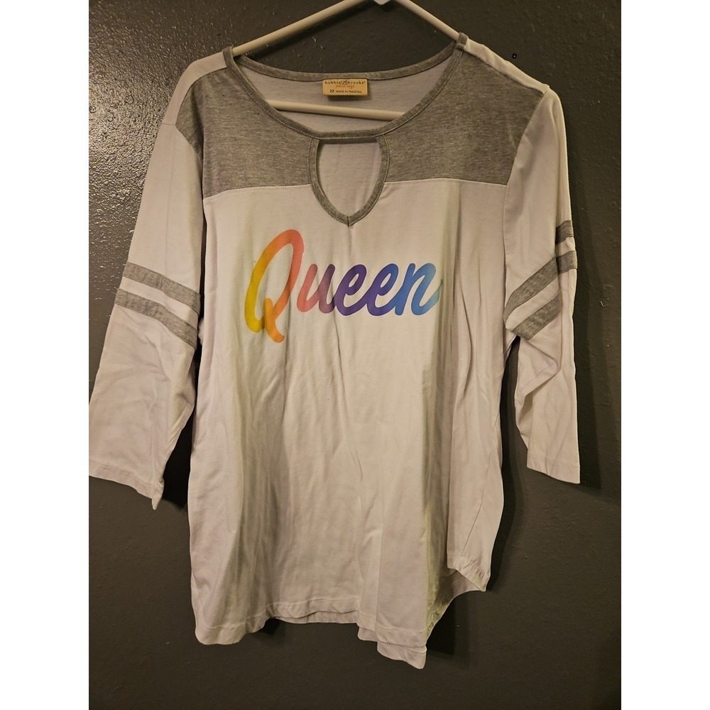 Boobie Brooks Plus Size Tee Shirt Womens 2x plus size 'queen' tee (A1060)